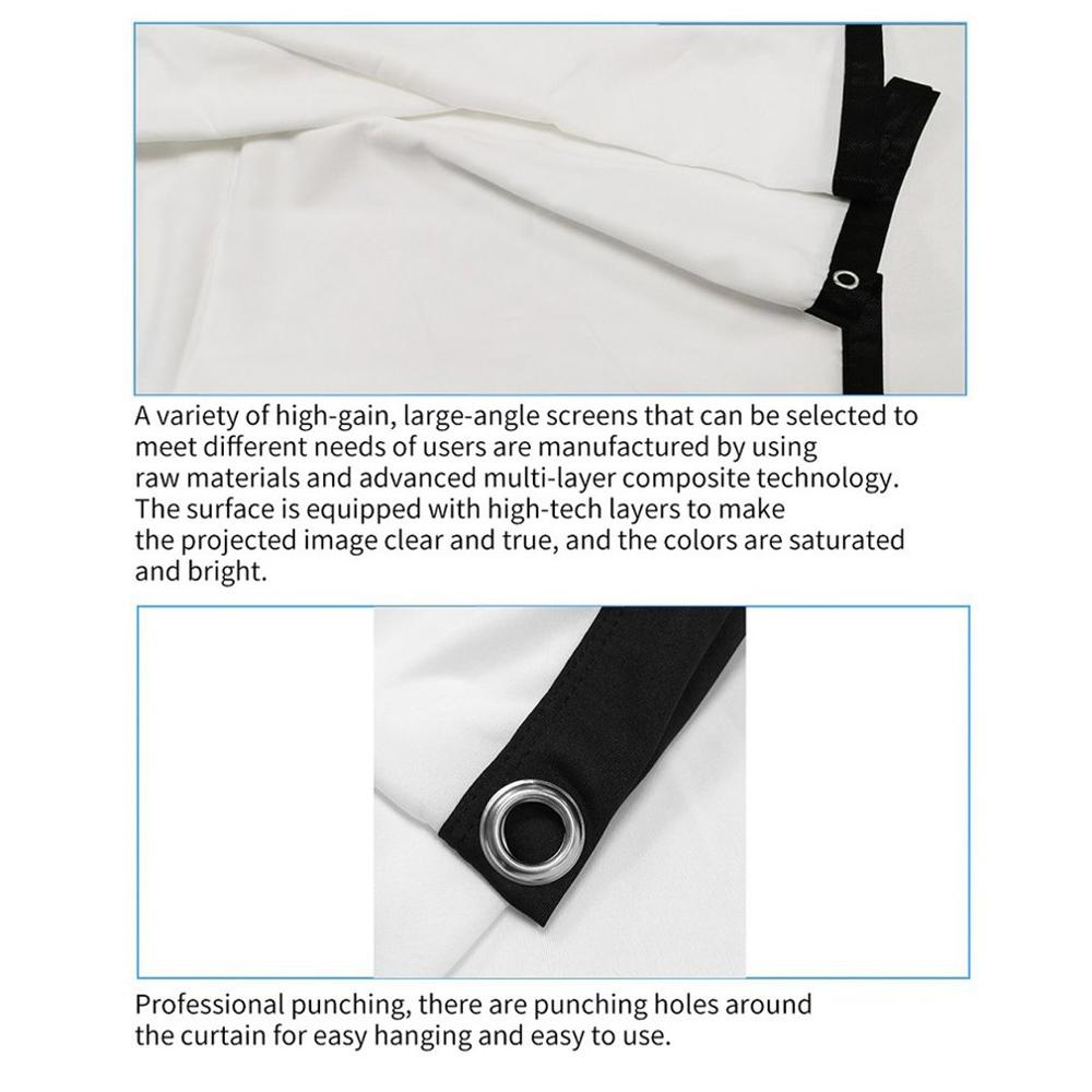 16:9 HD Projector Screen Simple Folding Soft Polyester Spandex Projector Curtain For Home Office Movie Game Theater