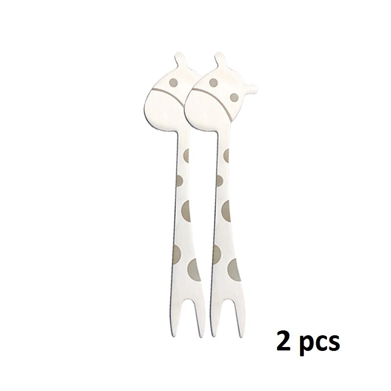 2-10pcs Giraffe Shape Fruit Forks Kitchen Gadgets Food Pick Salad Desert Forks Snack Toothpick Stainless steel Cartoon Tableware: 2 pcs
