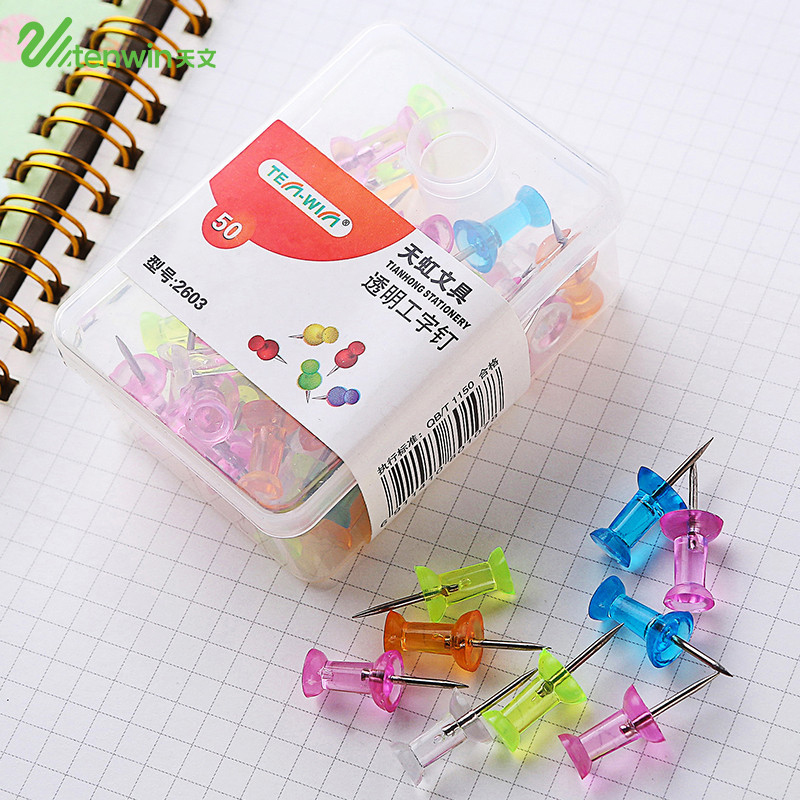 50 stk/lot fargestifter tryknåler kartnål korktavle tommelstifter tryknål skrivesaker knapper nåler kontor skoleutstyr