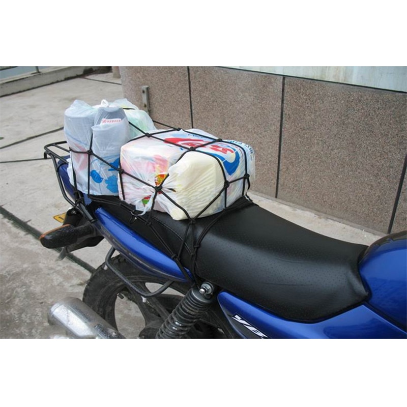 42x42cm latex Bagagenet met 6 Verstelbare Haken &amp; Strakke 2 &quot;x 2&quot; Mesh Voor motorhelm Cargo Olietanker Zwart