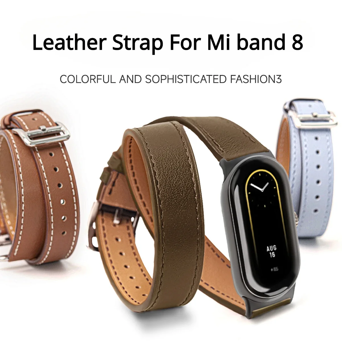For Mi Band 8 Strap Leather band For Xiaomi Mi Band 9 Wrist Strap Correa Watch Replacement Miband 8 NFC Sports Bracelet Pulseira