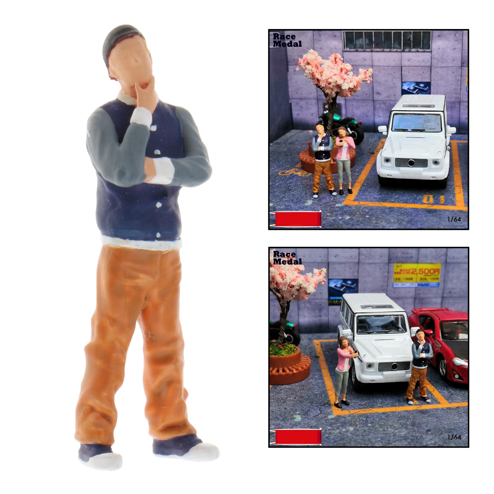 1:64 skala håndmalede miniature model figurer ung pige cool dreng layout diorama figurer tilbehør