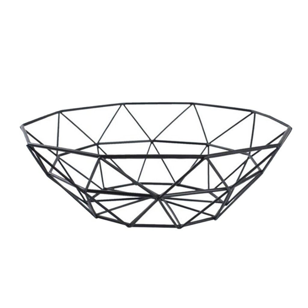 Large Black Geometric Metal Wire Decorative Fruit Storage Basket Table Fruit Bowl for Kitchen Countertop