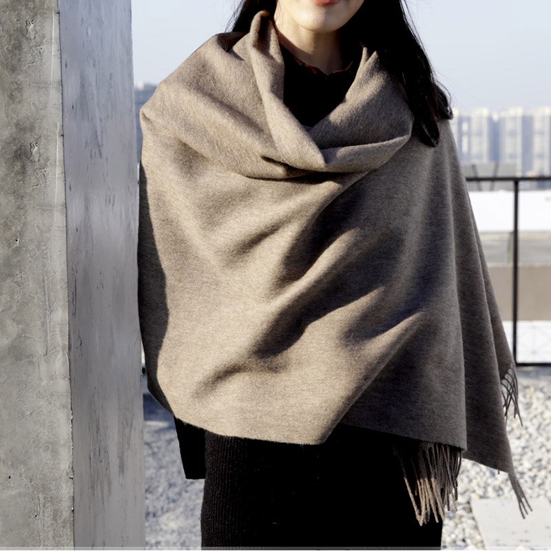 Wolle Winter Schal Frauen Schal Erwachsene Feste Schals Luxus Herbst Schals und wickelt Poncho Schals für Damen unisex wickeln: Kaschmir Farbe