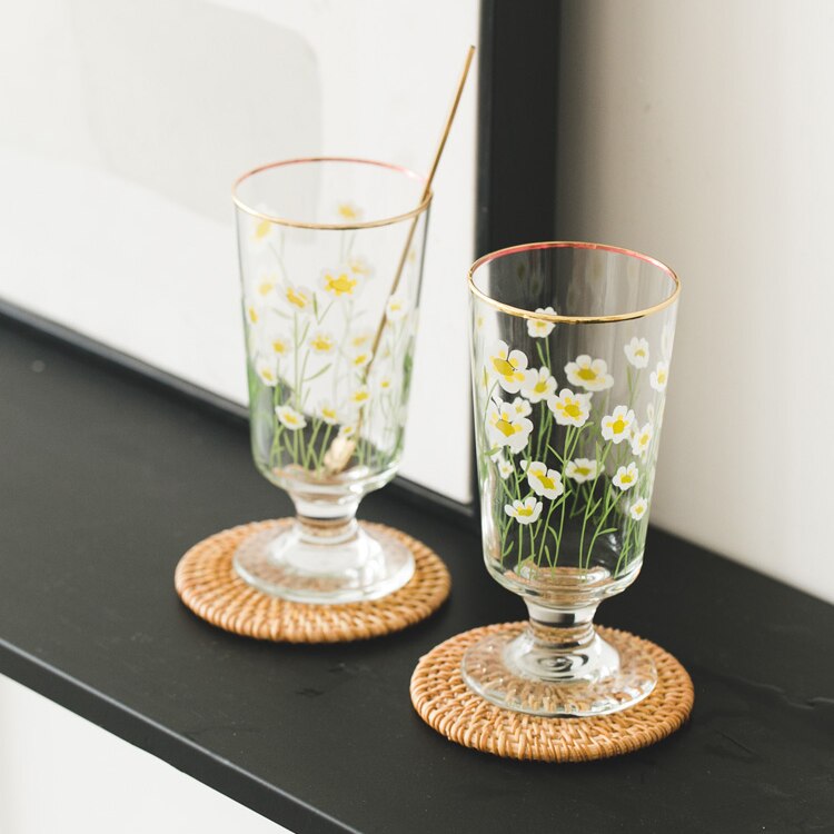 Taza De Cristal con forma De flor De café, vaso De Cristal con De leche coreana, para helado De té, postre, gazen, Cristal, cocina, DE50BL