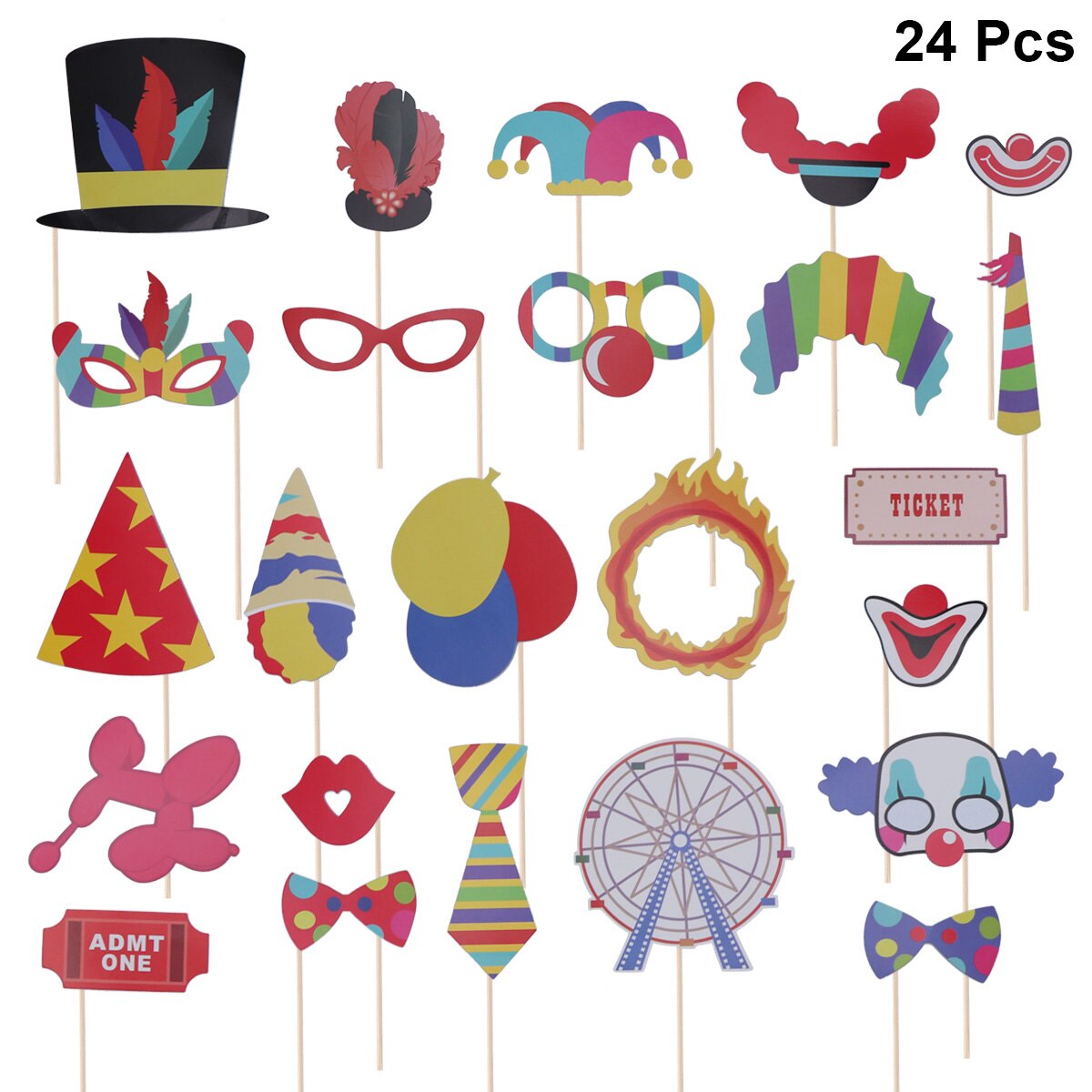 24pcs Party Supplies Chic Stylish Funny Photo Props Carnival Party Photo Props Party Souvenir Photo Prop