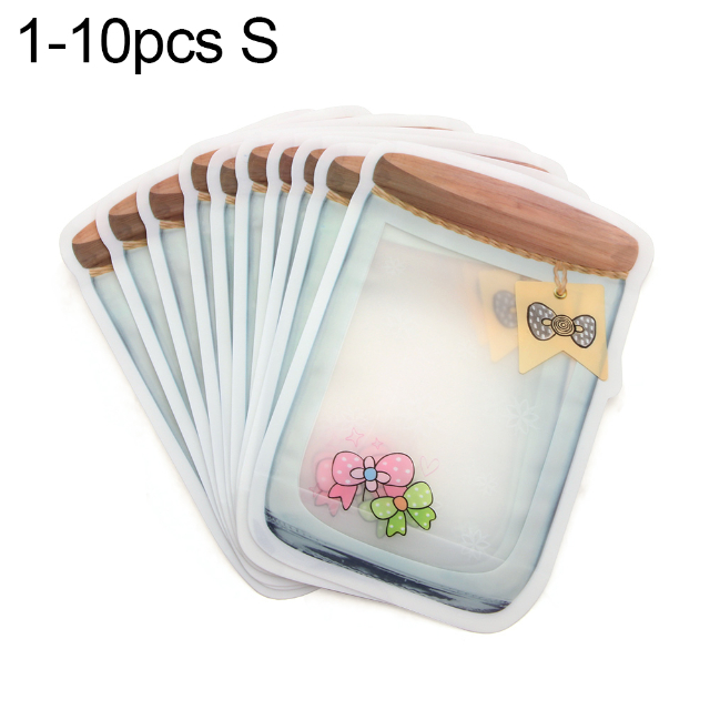 Reusable Mason Jar PE Plastic Smell-proof Storage Bag Stand Up Zipper Bags Food Storage Bag Kitchen Home Organization: 10pcs S wood