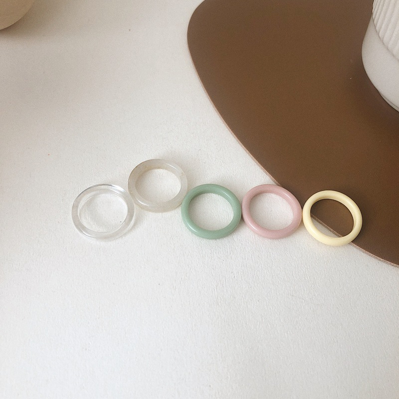1Pc Kleurrijke Transparante Hars Ring Set Voor Vrouwen Korea Minimalistische Acryl Vrouwelijke Geometrische Ronde Ringen Sieraden Party