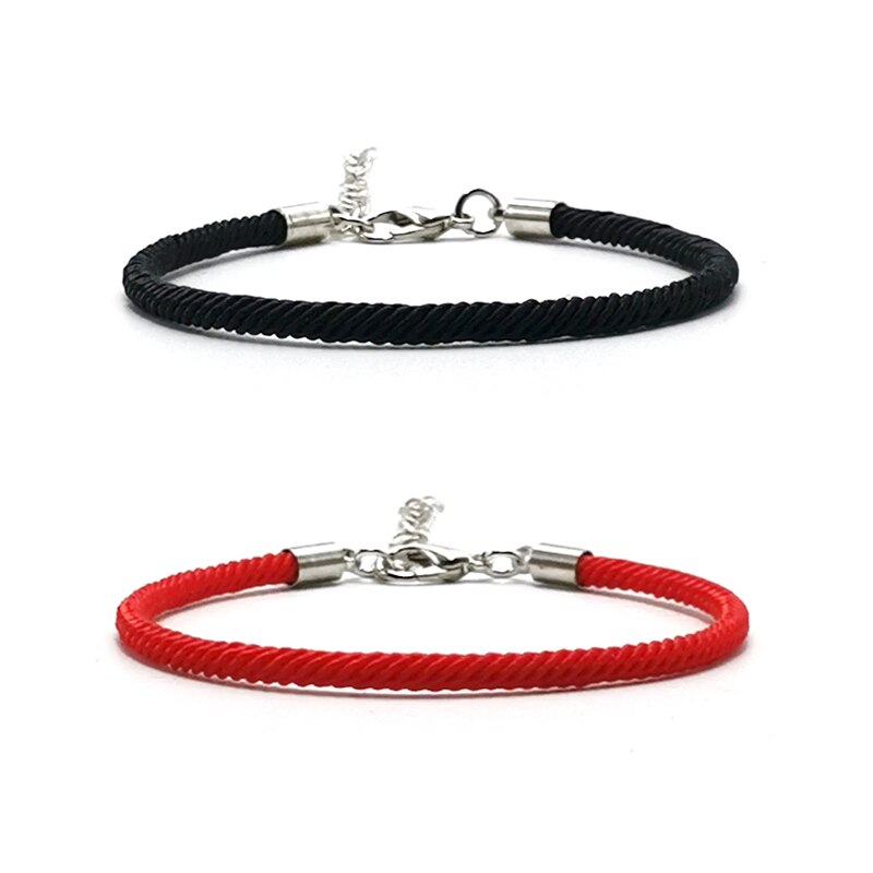 Verstelbare Zwart Rood Touw Armband Vrouwen Mannen Handgemaakte Thead Bedelarmband Vriendschap Sieraden: RED BL / 1 pcs