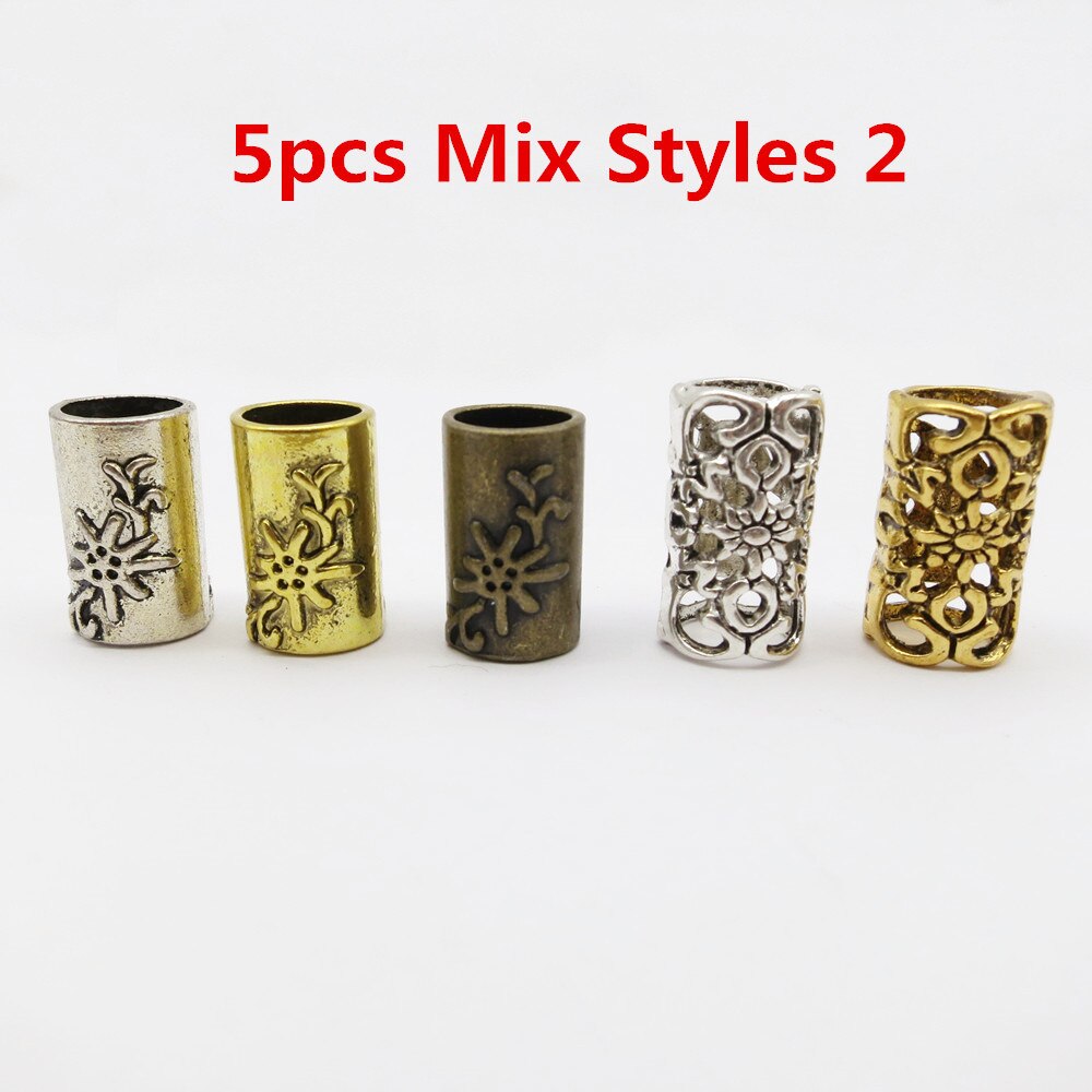 5 stk viking rune hår flette Grue seg skjegg dreadlock perler ringetone rør til hår menn kvinner tilbehør forskjellige 10 stiler: 5 stk miks stiler 2