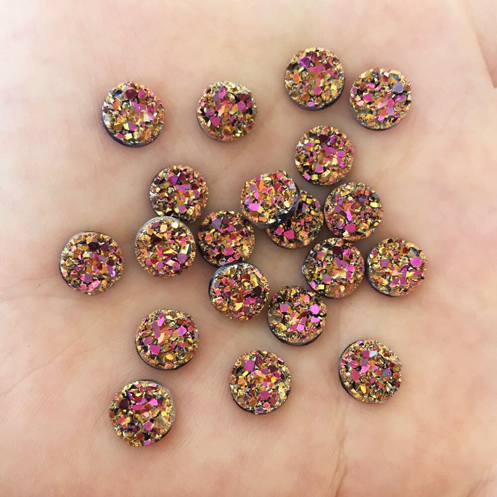 120 pcs AB Resin Bling Onregelmatigheid oppervlak Erts crystal 8mm Ronde plaksteen rhinestone Ornament DIY Wedding applicaties craft SW72 * 3