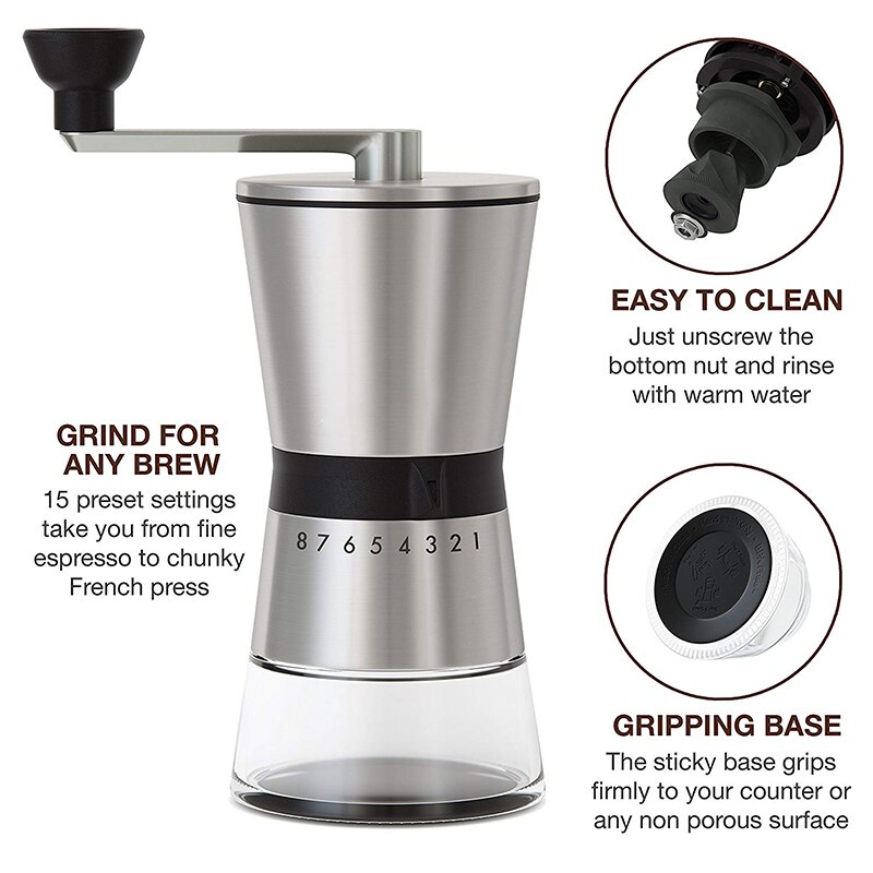 Kitchen Tool Adjustable Grinder Coffee Grinder Mill Stainless Steel Hand Grinder Coffee Machine Coffee Bean Burr Grinders: 8 gears