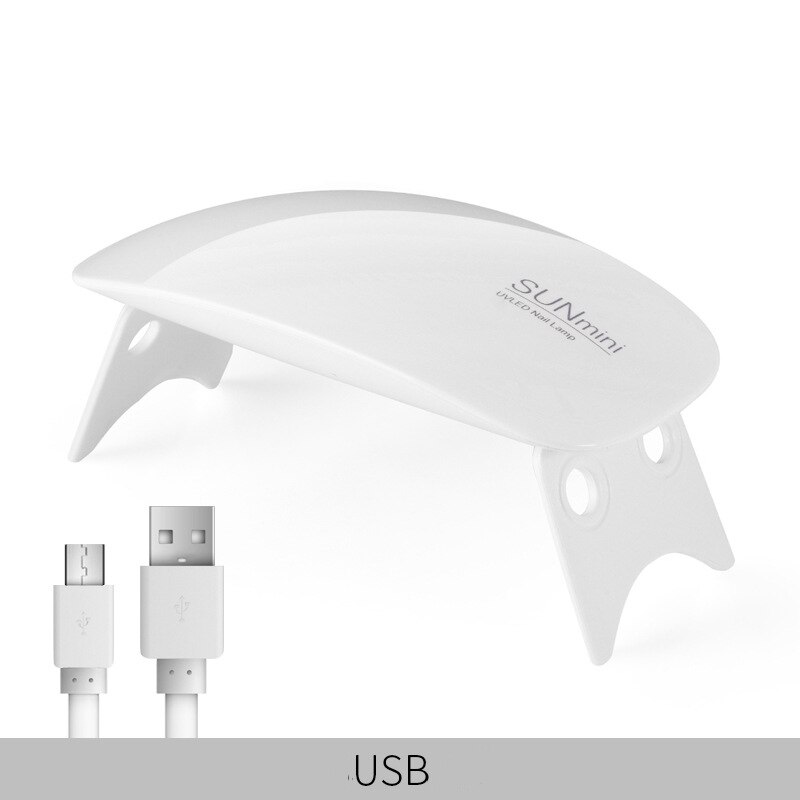 SUN X5 Plus-secador de uñas UV LED, lámpara de curado de esmalte de Gel de 80W con temporizador inferior, pantalla LCD, secado rápido, herramientas de manicura: 6W mini White USB