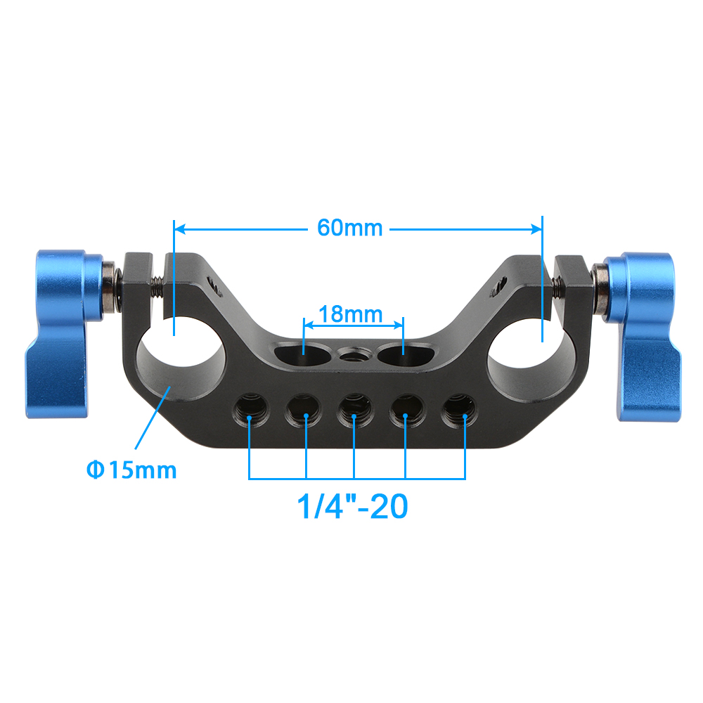 CAMVATE 15mm Railblock Rod Clamp for Shoulder Rig Baseplate (Blue Thumbscrew) C1714