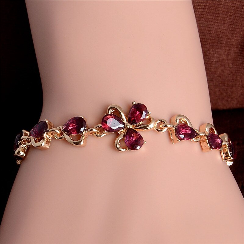 MISANANRYNE Gold Color Beautiful Butterfly Austrian Crystal Jewelry Womens Chain Bracelet: 5