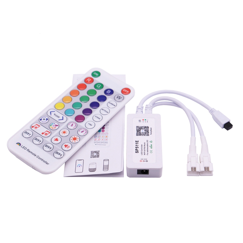 SP511E Wifi música Controlador LED para WS2812B WS2811 Pixel accesible RGB tira de LED de salida Dual Control de voz inteligente