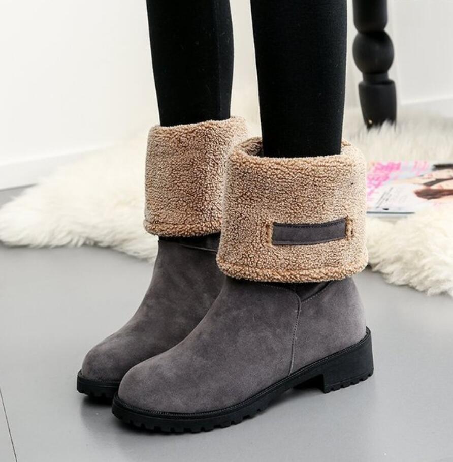 Kvinder sko vinter varme kvindelige støvler ruskind kvinder støvletter britisk retro trend kvinder nøgne sne støvler botas de mujer