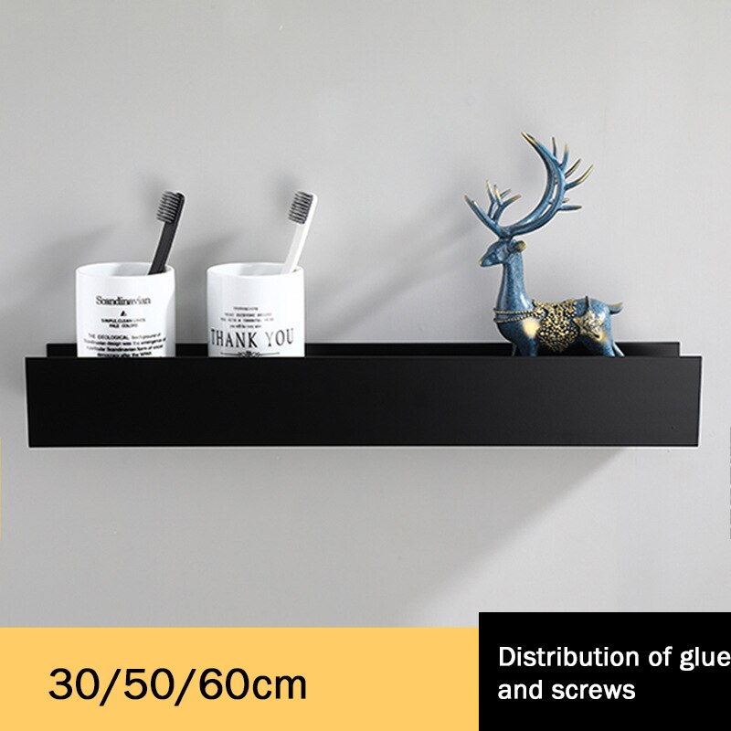 1Pc di Modo di trasporto a Parete Rack di Stoccaggio Bagno Wc Lavabo Supporto del Tovagliolo Cucina Appeso Mensola Sundries Organizer: Black    30cm