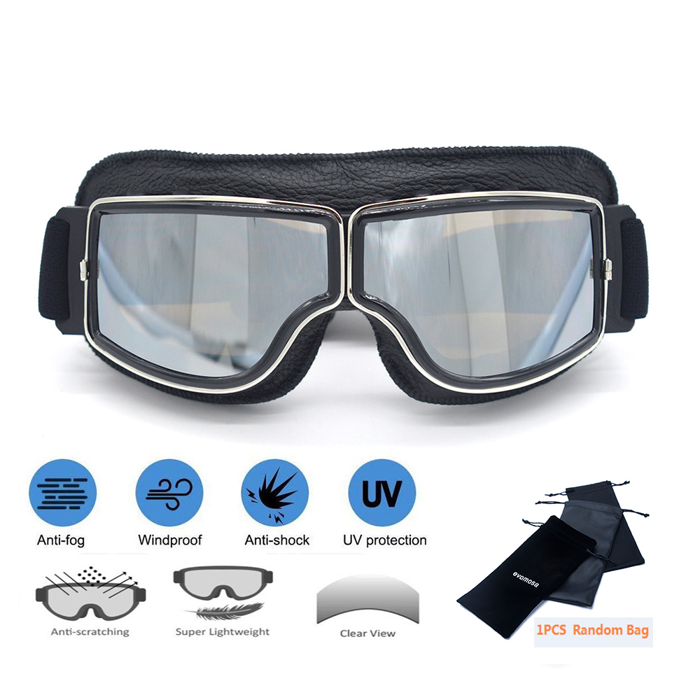 Gafas de para motocicleta, lentes de cuero Retro para casco Jet, ciclismo, todoterreno, Steampunk
