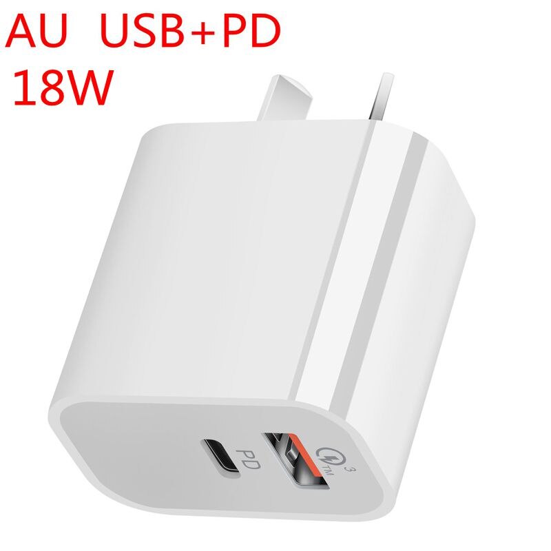 Für iPhone 12 Mini 11 Profi XR XS Max Samsung Xiaomi 18W PD Typ C USB Schnelle Ladegerät Energie Zauberstab Telefon Adapter uns EU UK 20W Schnell: 18W AU