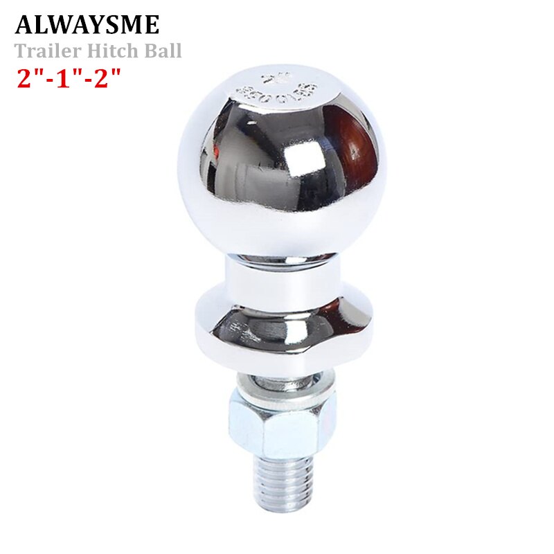 ALWAYSME 2 Inch Chrome Towing Trailer Hitch Balls, 6,000 lbs., 1 inch Shank Diameter, 2 inch Shank Length