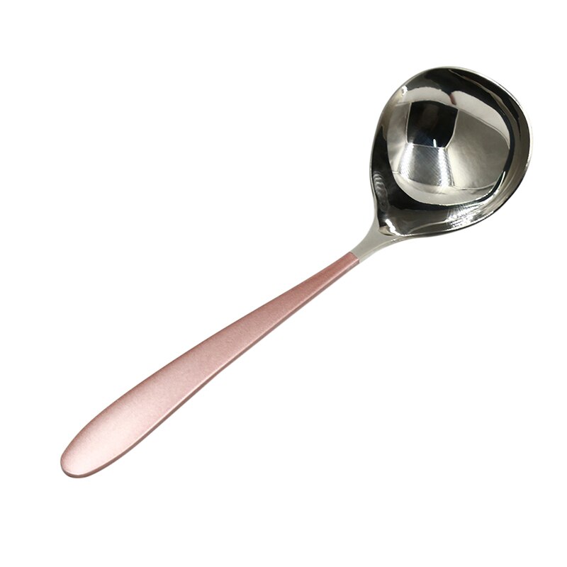 Cucharón de mango largo de acero inoxidable grueso, 1 Uds., cucharón grande, útil para cocina, utensilio, cuchara para sopa: pink