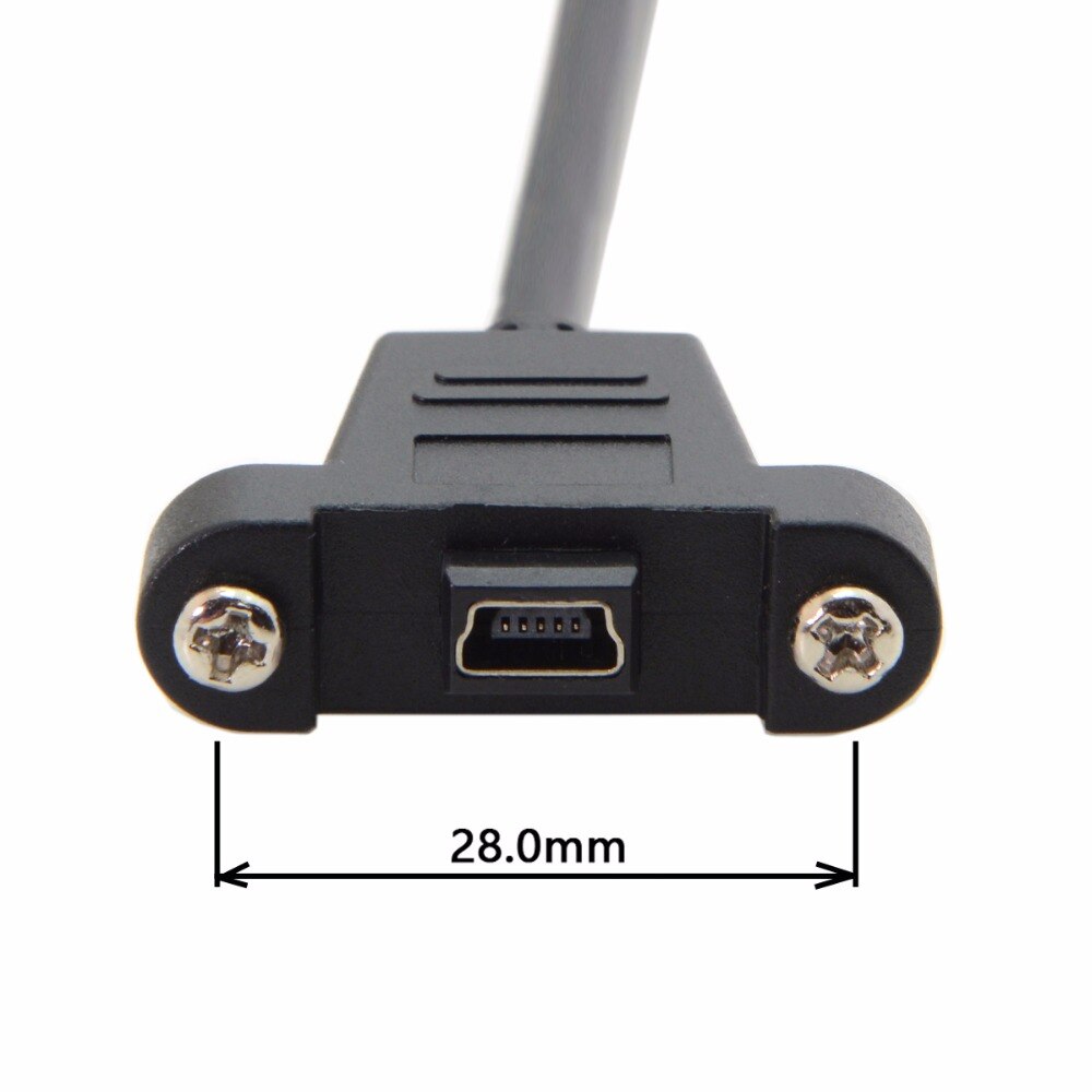 10pcs/lot CY Panel Mount Type Mini USB 5Pin Male to Female Extension Adapter Cable with Screws 50cm