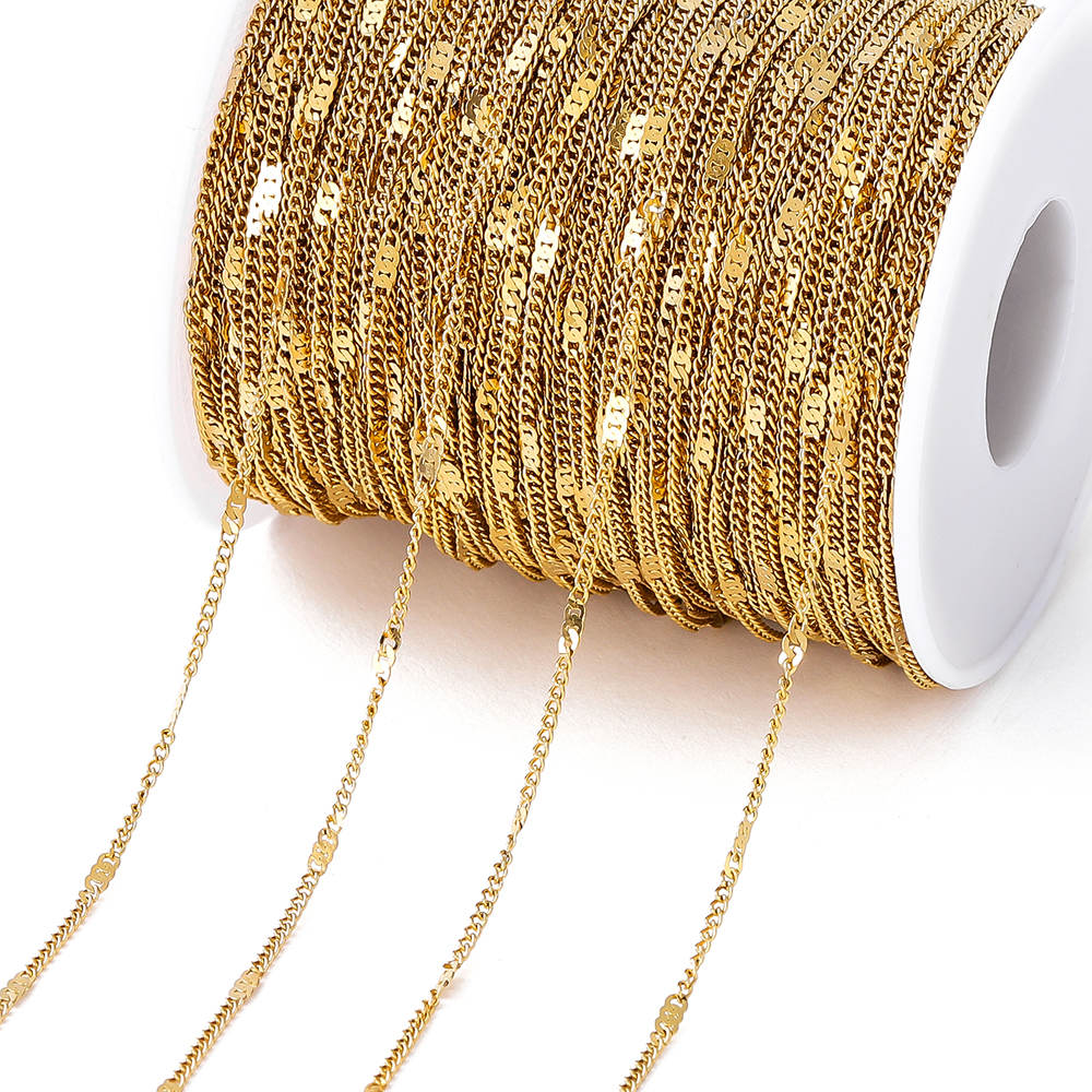 2 m/rollo de cadena de Cable cruzado de acero inoxidable de , cadenas de eslabones Rolo para hacer joyería DIY, collar, pulsera, accesorios