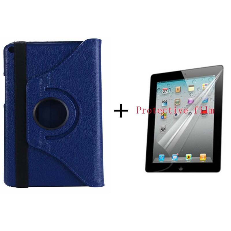 Funda de cuero PU giratoria 360 para Huawei MediaPad T3 8,0 Honor Play Pad 2 KOB-L09 KOB-W09 funda para Tablet para Huawei T3 8,0 + film: drak blue and film