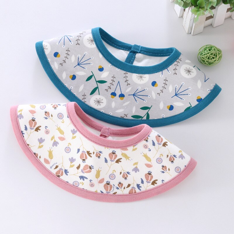 Waterproof Round Babador 2pcs/set Three Layer Baby Bibs Cotton Cloth 360 Degree Infant Clothing Bandana Bibs