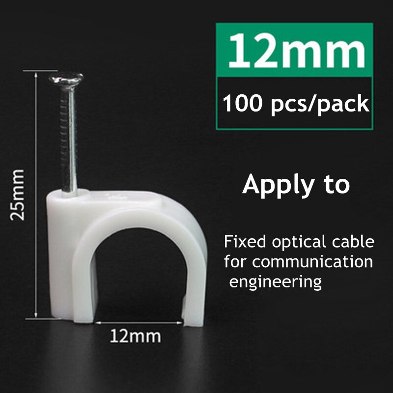 100 pcs 4/5/6/7/8/9/10/12mm Cable Steel Nail Line Card Card Wire Line Circular Cable Clips Trough Wire Fixing: 12mm