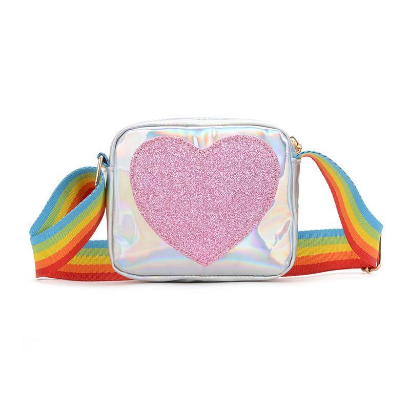 Regenboog Liefde Meisjes Mini Portemonnee Mooie Kinderen Kleine Vierkante Schoudertassen Pu Leer Baby Jongens Kids Crossbody tas