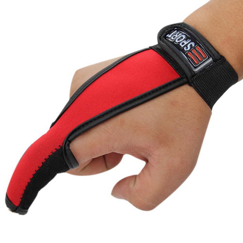 Guantes protectores para lanzar caña de pescar, guantes antideslizantes y transpirables para un solo dedo, rojo/negro/azul, 1 Uds.