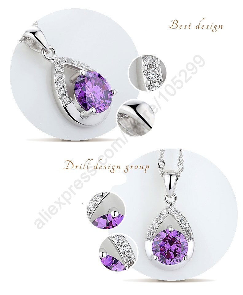 Conjunto de joyería nupcial de Plata de Ley 925, collar, pendientes, compromiso, estilo romántico, gota de agua, cristal austriaco