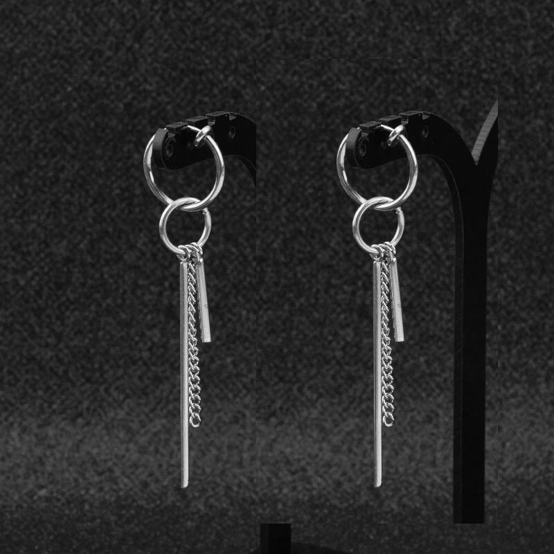 Wukaka Mannen Earing Ketting Oor Manchet Zonder Piercing Clip Oorbellen Punk Rvs Oorbellen Voor Koele Jongen Oorbel Man Sieraden: EDH012004