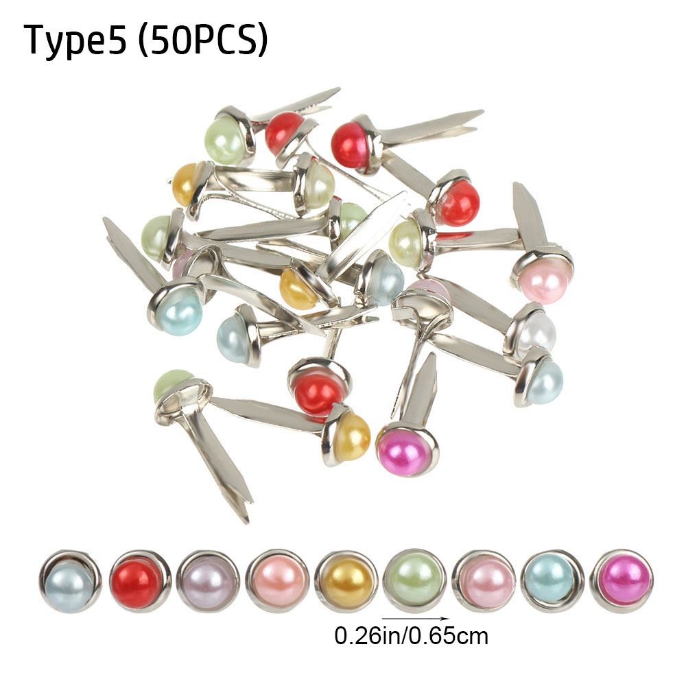 100Pcs Metal Studs Spikes Mini Brads Scrapbooking Versiering Sluiting Sluiting Diy Fotoalbum Ambachten Decoratieve Tweevoetige Nail: Type 5(50PCS)