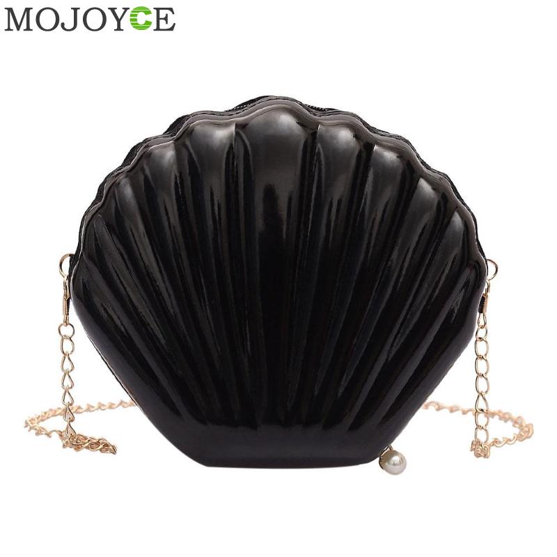 Märke crossbody väska sweet shell kedja axelväska clutch bag tjej budbärare väska handväska: Svart