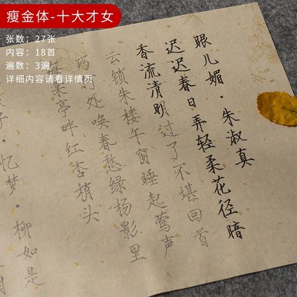 Livre de pratique de calligraphie chinoise pour débutants, écriture or mince Shou Jin Ti, papier riz, cœur Sutra &amp; mille caractères: Style 4