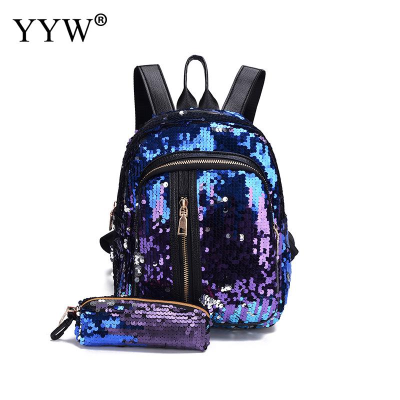 Rugzak Vrouwen Luxe Pailletten Rugzak Vrouwen Vrouwen Rugzak Vrouwelijke Schouder Terug Sac A Dos Dames Back Pack: blue