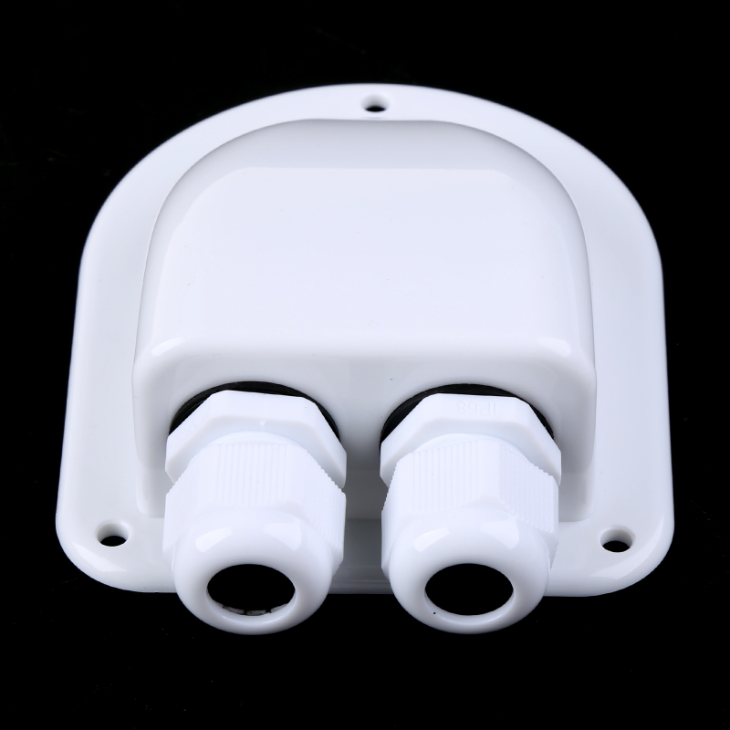 1 Pc White Waterproof Solar Cable Entry Gland Weather Resistant Two Entry Housing for Panels Caravan Marine Boat Cabin