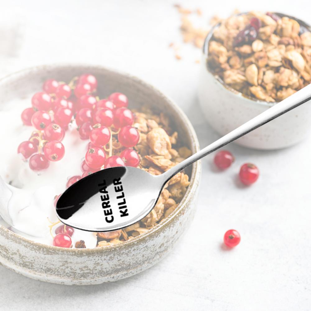 Stainless Steel Spoon Letter Engraved Fruit Family Dinner Supplies Family Dinner Supplies