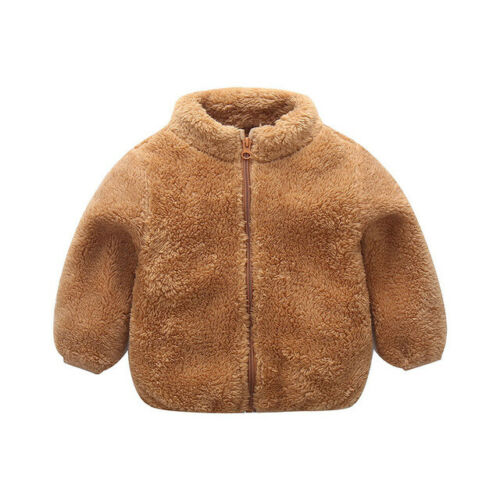 Neue 1pc Kleinkind freundlicher Baby jungen mädchen Vlies jacke Winter warme Mantel: Braun / 3T