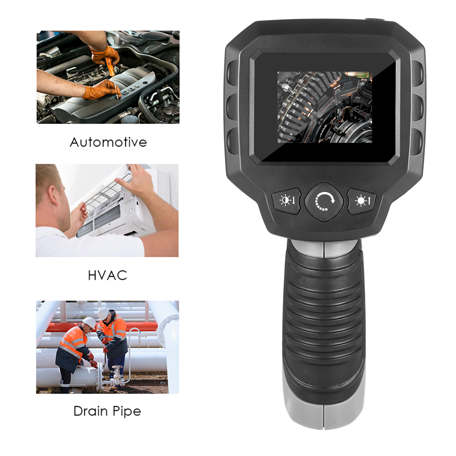 Handheld 2.4" LCD Industrial Endoscope Borescope with 2.4-inch Screen 4 LED Lights Inspection Camera Handheld Display