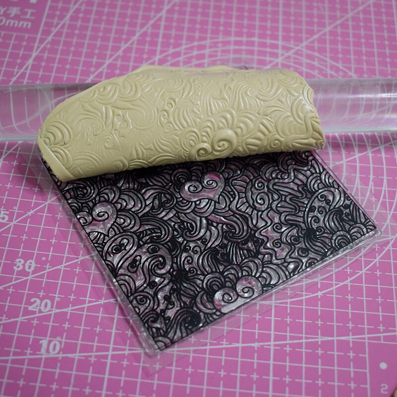 4pcs Polymer Clay Texture Stamp Sheets Tools Supplies Kits DIY Emboss Cloud Water Flow Pattern Pottery Impression 9x9cm