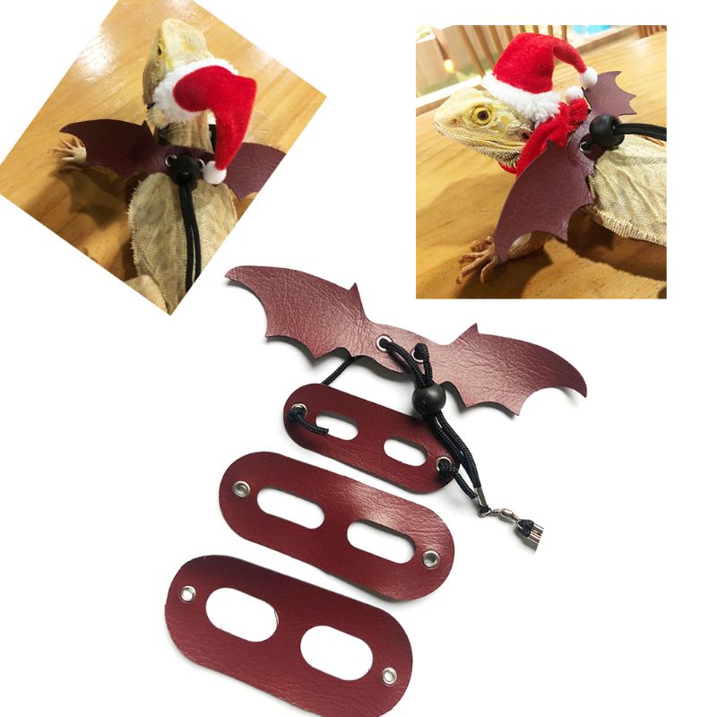 Bebaarde Draak Hagedis Santa Hoed Met Elastische Kinband + Sjaal + Trekkabel Kerst Kostuum Set Xmas Reptiel Apparel