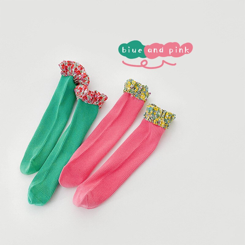 2 pairs of children&#39;s socks 2022 summer candy colored lace loop mesh socks thin cotton girls&#39; socks kids socks: 1190-D