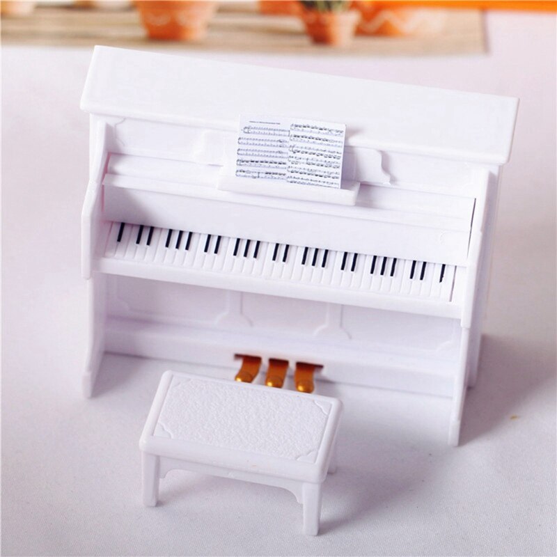 Puppenhaus Exquisite Mini Klavier Modell Display Dekoration Hause Kaffee Miniatur Display Modell Lebendige Beste: white