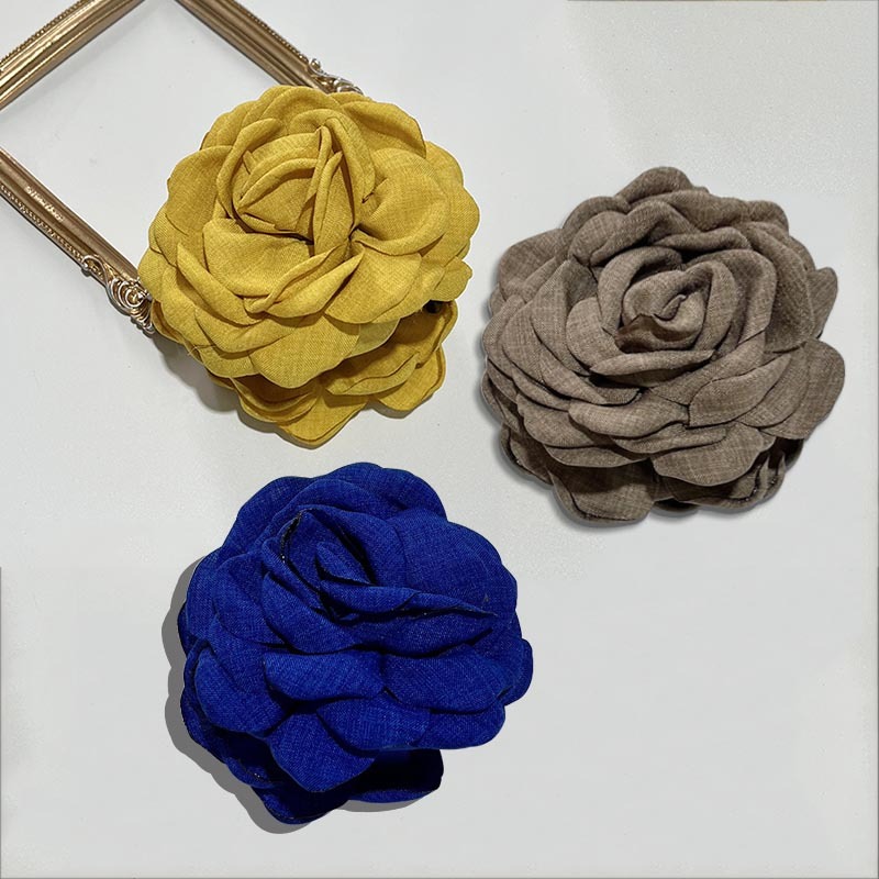 Pinzas en forma de garra para el pelo con forma de rosa de tela francesa para mujeres y niñas, pasador, horquillas, pinzas para el pelo, accesorios para el cabello,: Gris claro