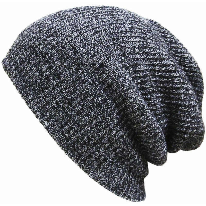 Meihuida efterår vinter mænd kvinder slouch skull cap oversize lang beanie baggy cap hæklet strik hat ski hat unisex