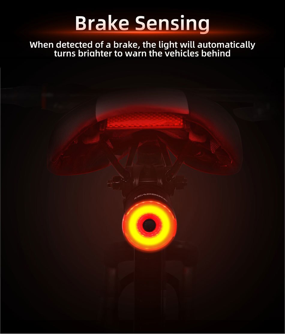 LEADBIKE Smart USB Chargeable Traffic Tail Light Brake Sensing Bicycle Light Cycling Flashlight IPX6 Led Taillight Mtb Accesorie